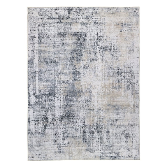 Delara 3'x5' Machine Washable Area Rug, Soft & Durable, Non-Slip, Stain Resistant, Misty Echo, for Bedroom, Living & Dining Room