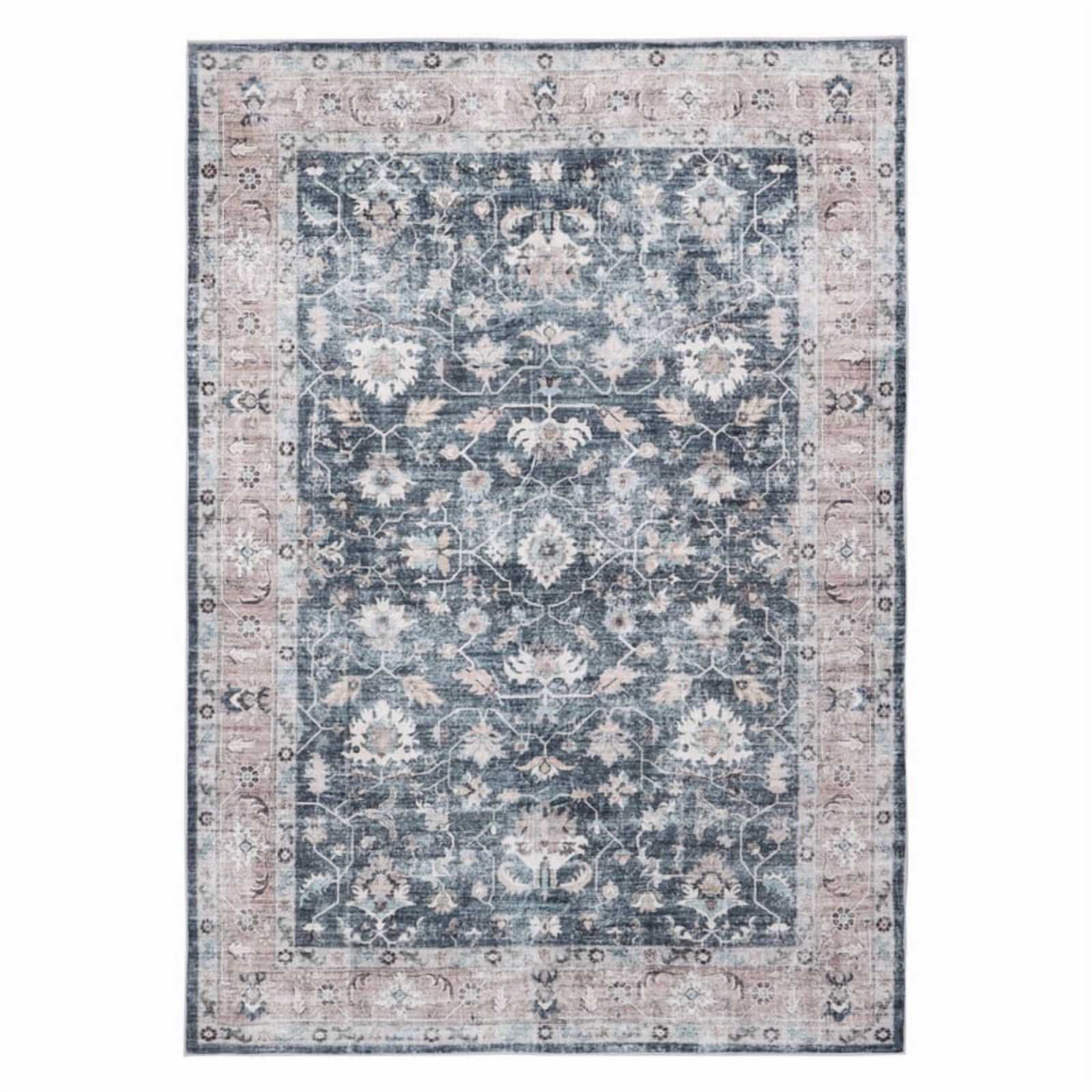Delara 5'x7' Machine Washable Area Rug, Soft & Durable, Non-Slip, Stain Resistant, Midnight Garden, for Bedroom, Living & Dining Room