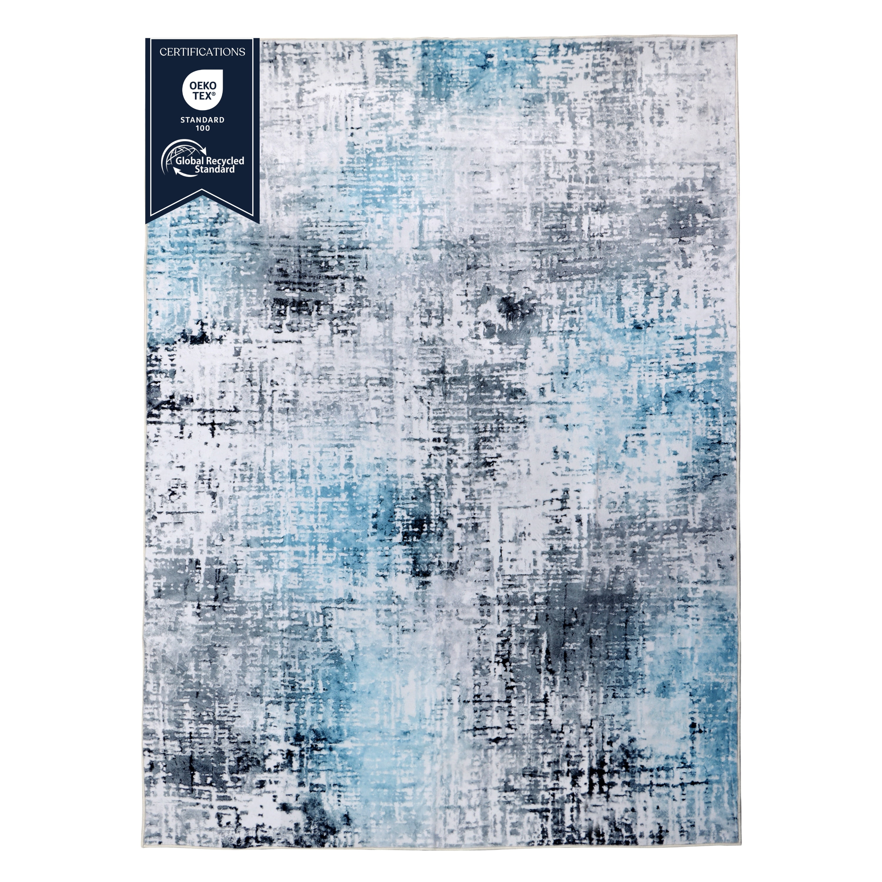 Delara 3'x5' Machine Washable Area Rug, Soft & Durable, Non-Slip, Stain Resistant, Frosted Azure, for Bedroom, Living & Dining Room