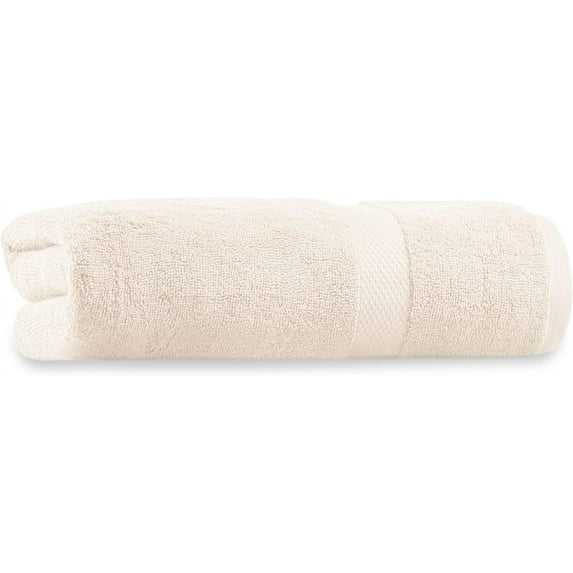 Delara Organic Cotton Bath Sheet 36"x70" 650 GSM Plush Soft Absorbent Quick-Dry Towel, GOTS & OEKO-TEX Certified, Ivory
