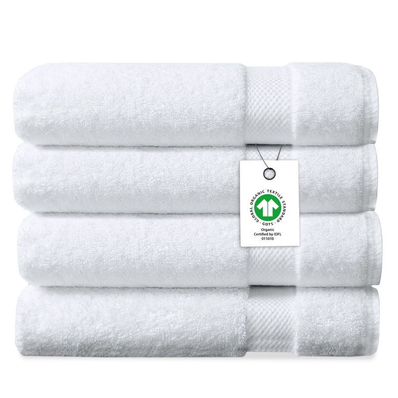 Delara Organic Cotton Bath Sheet 36"x70" Pack of 4, 650 GSM Plush Soft Quick-Dry Ultra-Absorbent Towels, GOTS & OEKO-TEX Certified, White