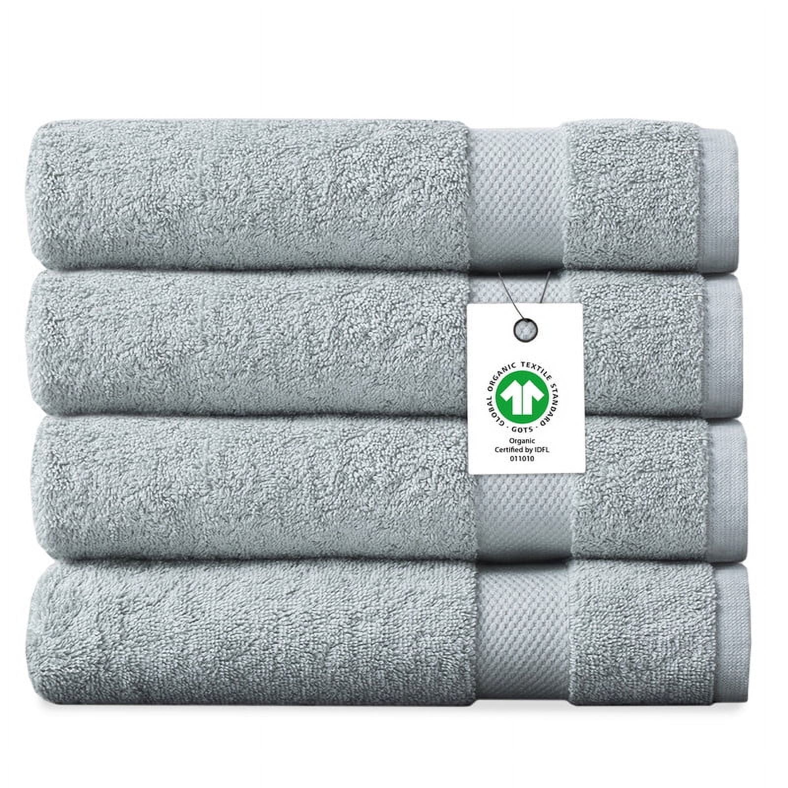 Delara Organic Cotton Bath Sheet 36"x70" Pack of 4, 650 GSM Plush Soft Quick-Dry Ultra-Absorbent Towels, GOTS & OEKO-TEX Certified, Light Blue