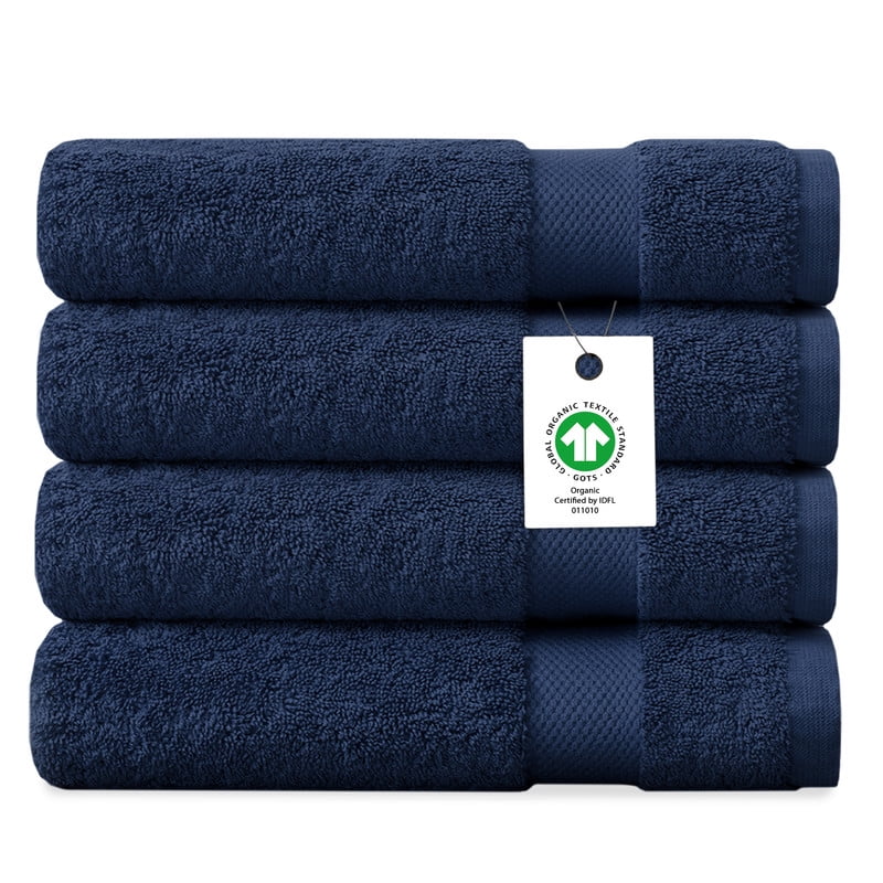 Delara Organic Cotton Bath Towels, Pack of 4, 650 GSM, GOTS & OEKO-TEX Certified, Soft, Absorbent, Quick-Dry