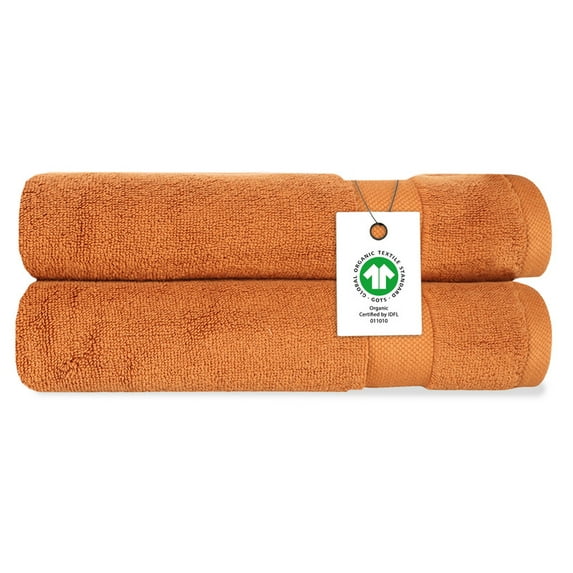 Delara Organic Cotton Luxuriously Plush Hand Towel Pack of 2, GOTS & OEKO-TEX Certified, Premium Feather Touch Technology Towels, 650 GSM Long Staple, Ultra-Absorbent