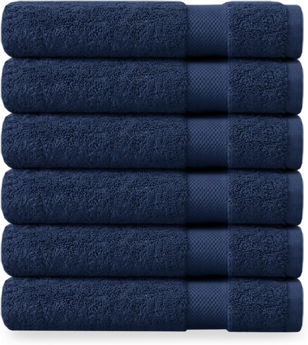 Delara Organic Cotton Washcloths 6-Pack, 13"x13" 650 GSM Plush Soft Quick-Dry Face Towels, Ultra-Absorbent, GOTS & OEKO-TEX, Navy Blue