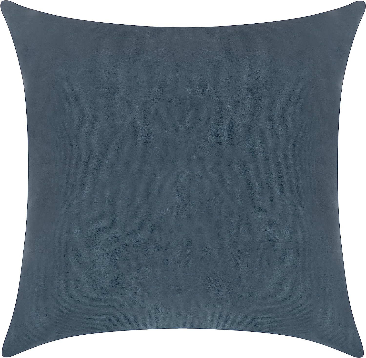 Delara Velvet Decorative Throw Pillow Cover, 20x20 inch, Pack of 1, Soft Breathable Cushion Cover with Hidden Zipper, Indigo Blue