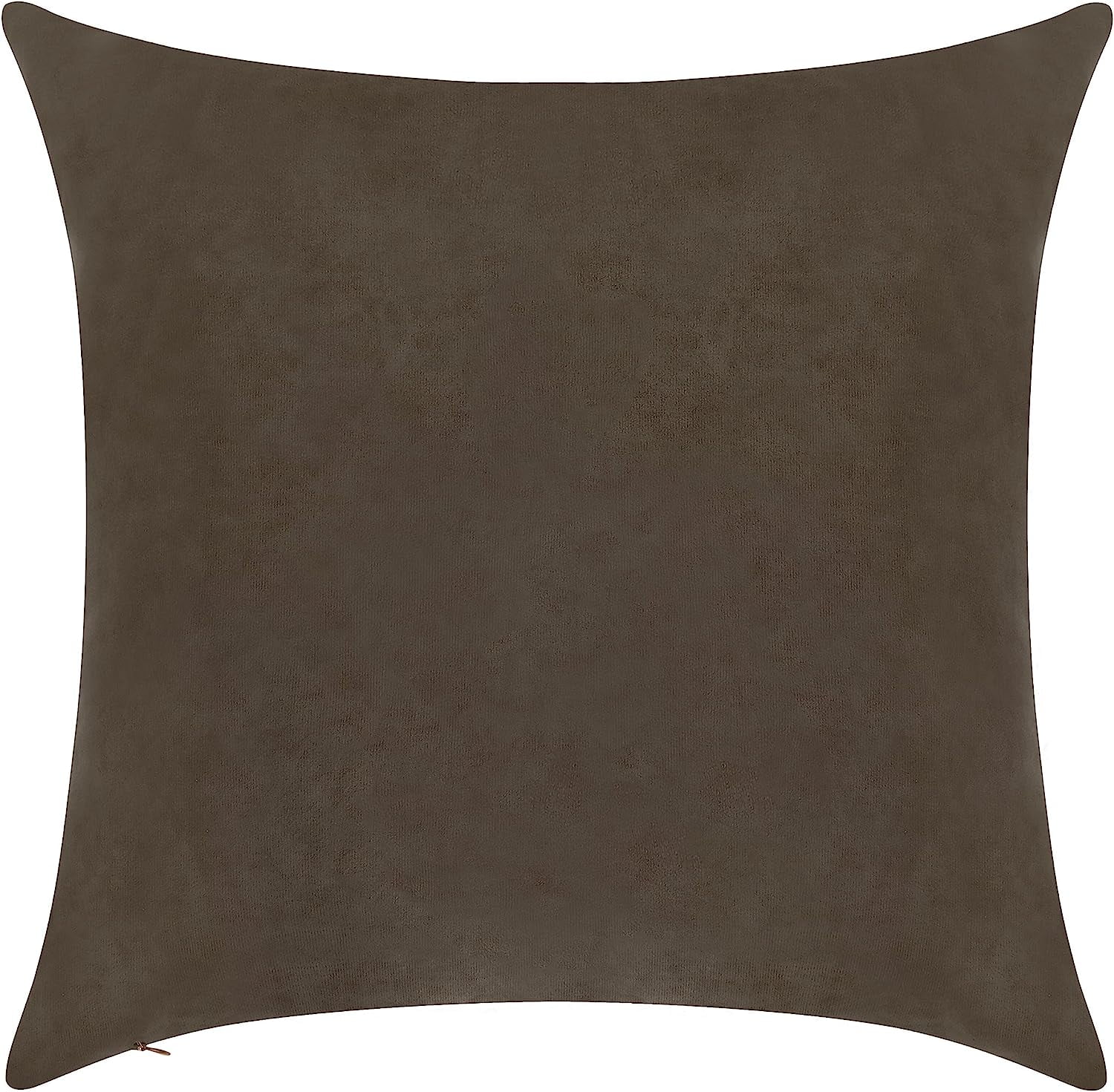 Delara Velvet Decorative Throw Pillow Cover, 20x20 inch, Pack of 1, Soft Breathable Cushion Cover with Hidden Zipper, Cocoa brown