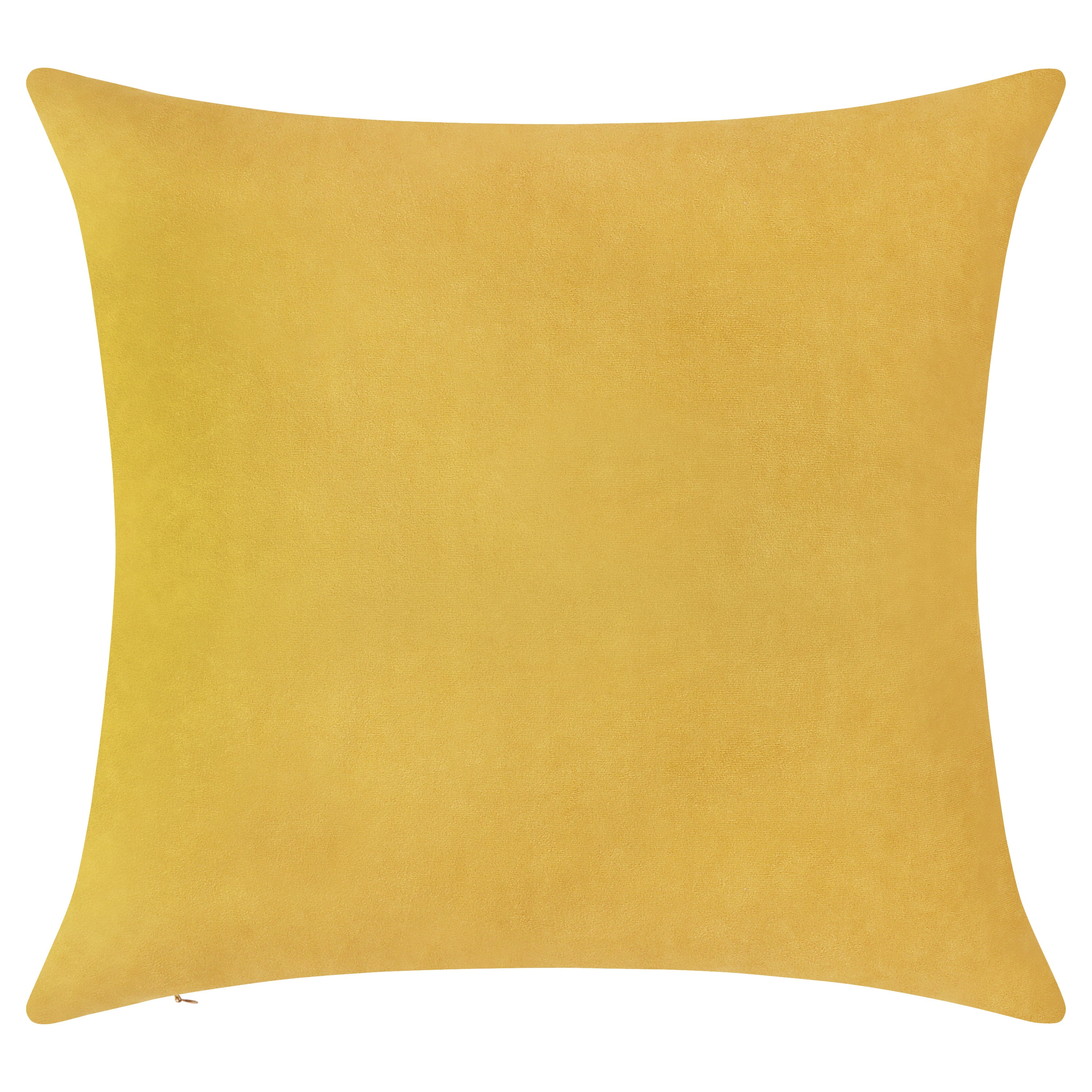Delara Velvet Decorative Throw Pillow Cover, 20x20 inch, Pack of 1, Soft Breathable Cushion Cover with Hidden Zipper, Mustard Yellow