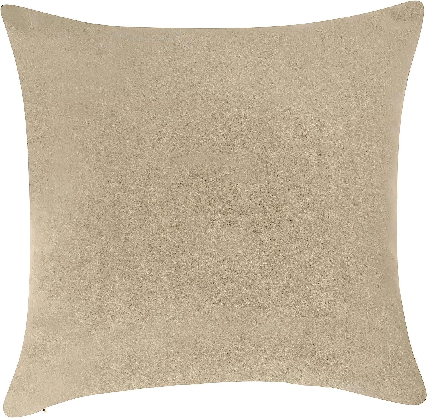Delara Velvet Decorative Throw Pillow Cover, 20x20 inch, Pack of 1, Soft Breathable Cushion Cover with Hidden Zipper, Beige