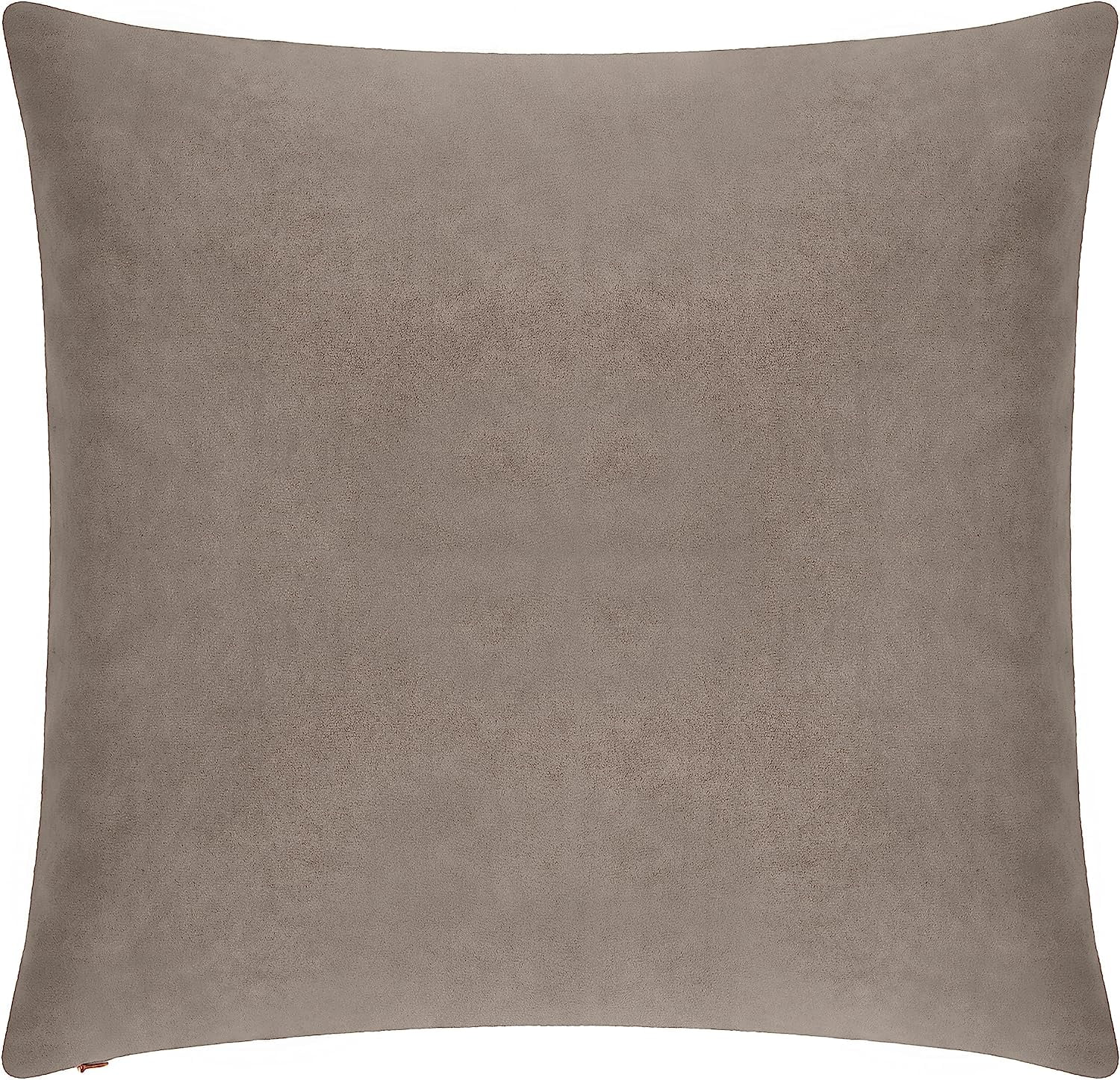 Delara Velvet Decorative Throw Pillow Cover, 20x20 inch, Pack of 1, Soft Breathable Cushion Cover with Hidden Zipper, Greyish Brown
