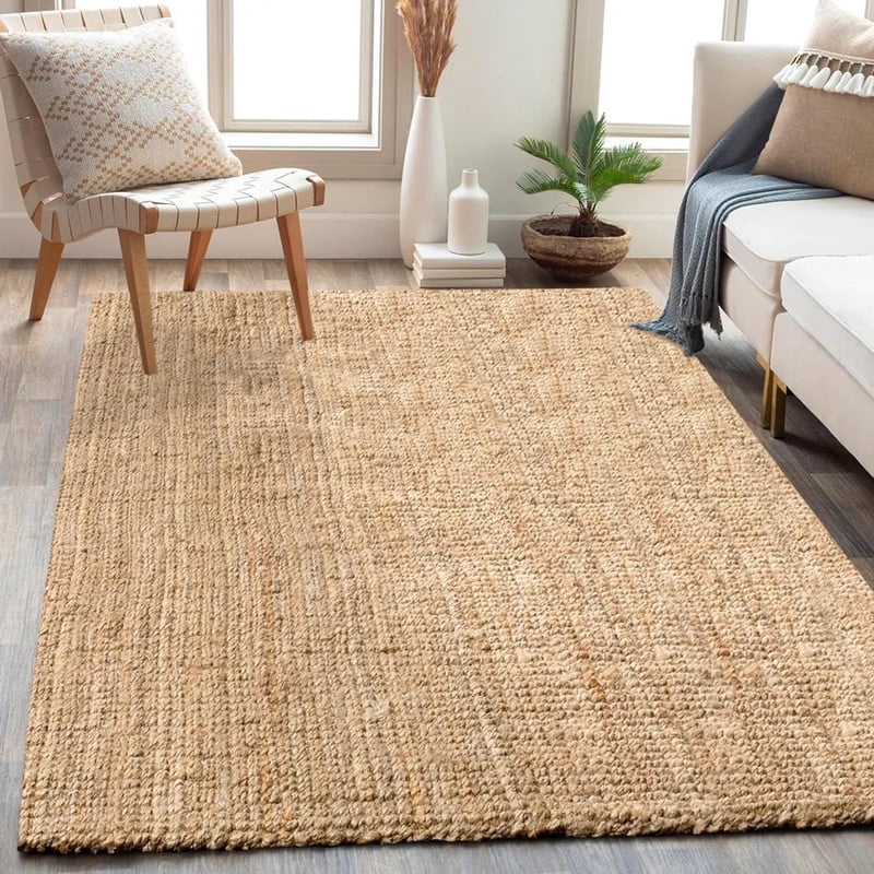 Delara Premium Handwoven Natural Fiber Area Rug 5’ x 8’, Boucle 100% ... - Handwoven Natural Fiber Rugs