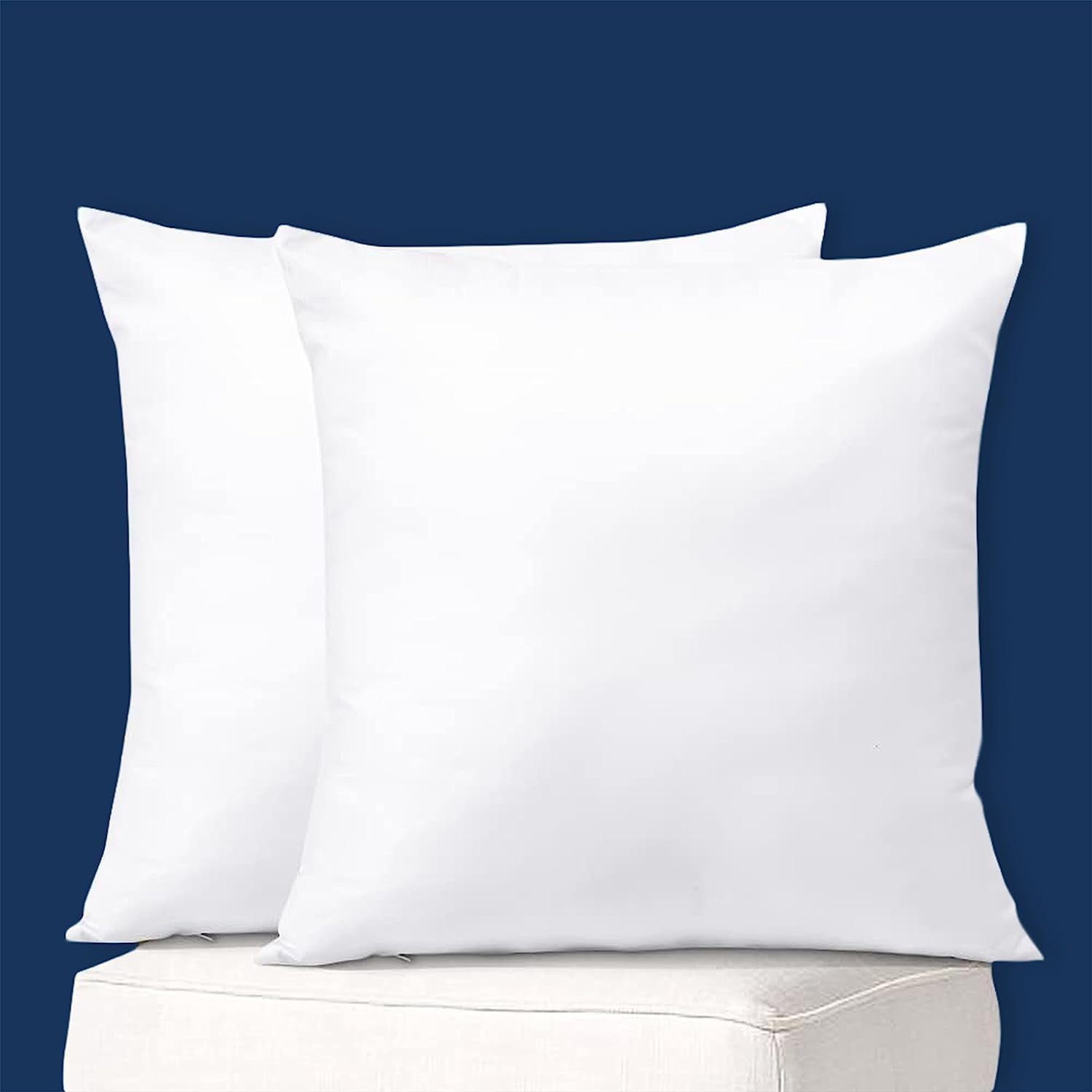 Delara 22 x 22 in Organic Cotton Pillow Insert Set of 2, White Duck Feather, Down Proof, Indoor Throw Pillow