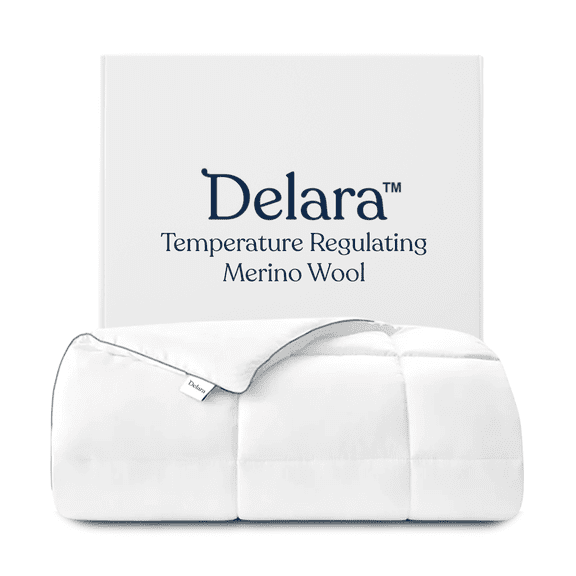 Delara Queen Size Wool Comforter Duvet Insert 88"x92" - Ultra-Soft GOTS Certified 100% Organic Cotton Fabric Summer Spring Merino Wool Comforter, 200 GSM Lightweight Warmth