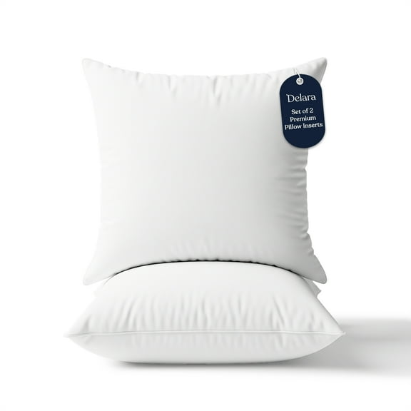 Delara 18x18 Pillow Inserts Set of 2, Organic Cotton & Recycled Down Fill