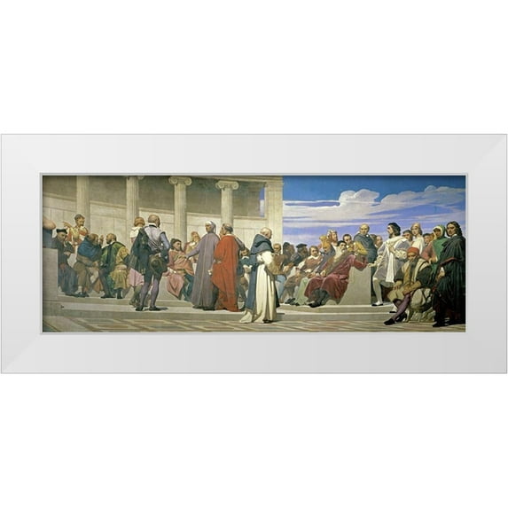 Delaroche, Paul 24x11 White Modern Wood Framed Museum Art Print Titled - Hemicycle De LEcole Des Beaux Arts