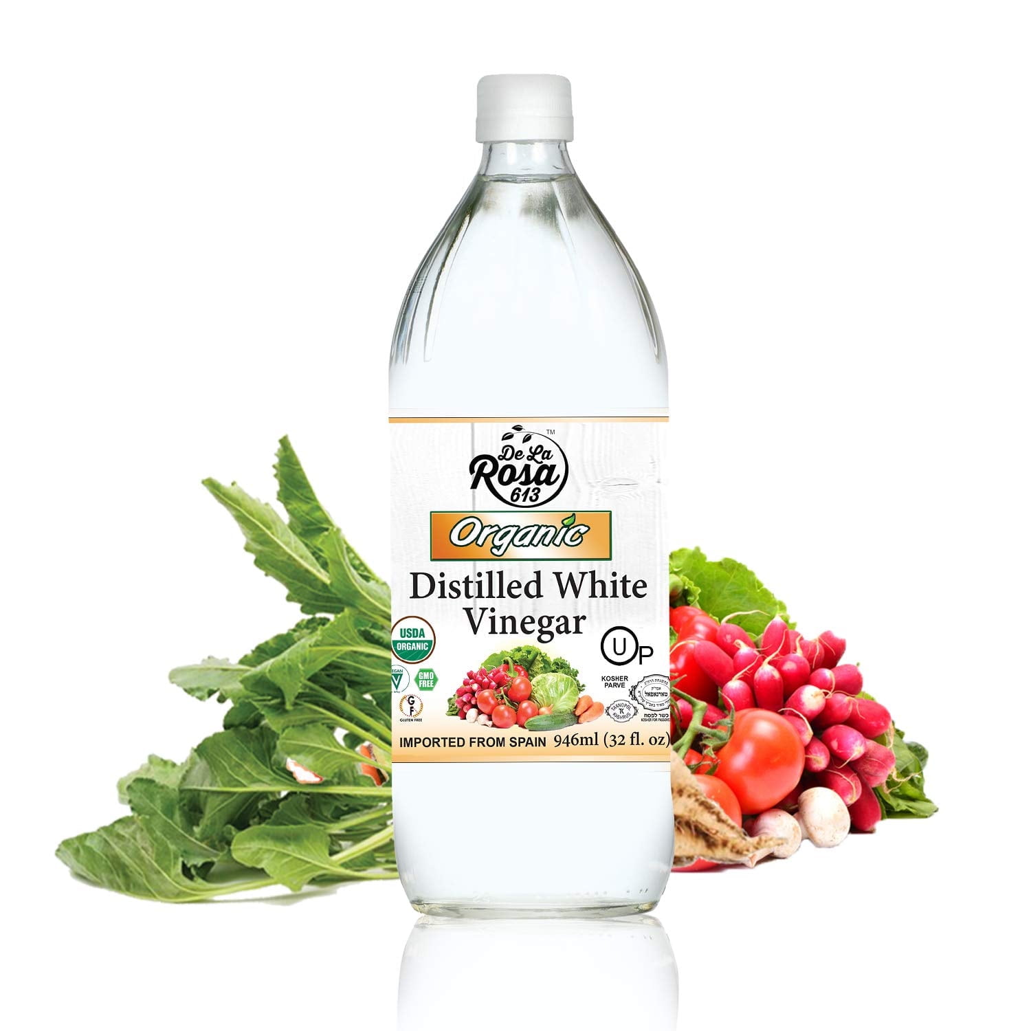 Delarosa613 ORGANIC Distilled White Vinegar, Raw, Unfiltered, Vegan