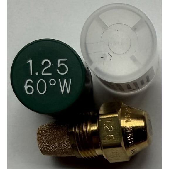 Delavan Oil Nozzle 1.25 60 W All Purpose Spray, Semi-Hollow Cone Oil Burner Nozzle, Green Cap