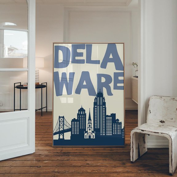 Delaware Blue State Skyline Decorative Design Accent Display Room Living Bedroom Wall Art