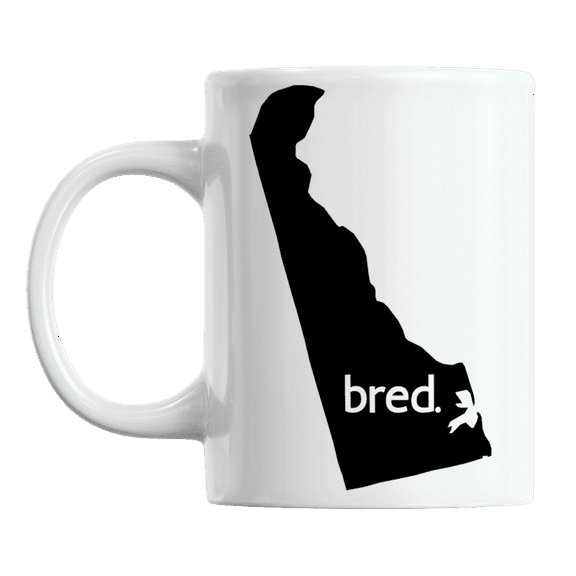 Delaware Bred & DE USA State Map Outline, US Citizen Coffee & Tea Mug Cup (11oz)