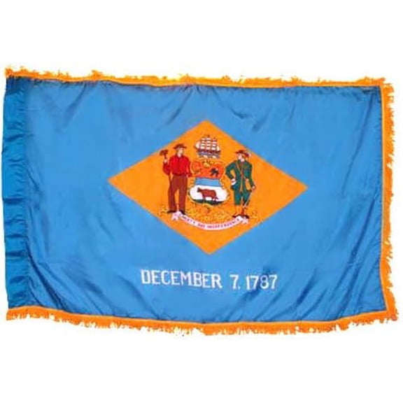 Delaware 1787 State Valley Forge Indoor Outdoor Parade Color Guard Dyed Nylon Flag Pole Hem Fringe 4' X 6'