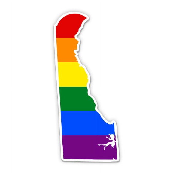 Delaware Gay Flag State Shape Rainbow Pride LGBT - 3" Vinyl Sticker - For Car Laptop I-Pad Phone Helmet Hard Hat - Waterproof Decal