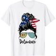 thumbnail image 1 of Delaware Girl Delaware Flag State Girlfriend messy bun T-Shirt, 1 of 4