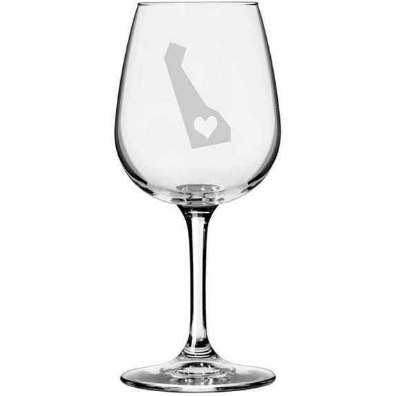 Delaware Heart States Etched 12.75oz All Purpose Libbey Wine Glass
