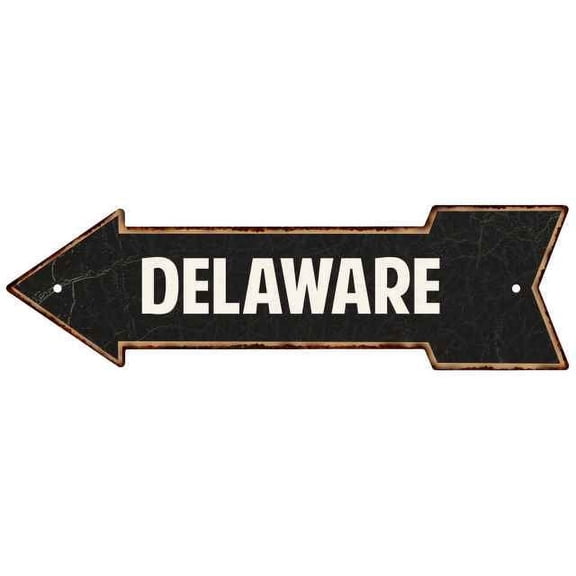 Delaware Left Arrow Vintage Looking Metal Direction Sign 5x17 205170005008