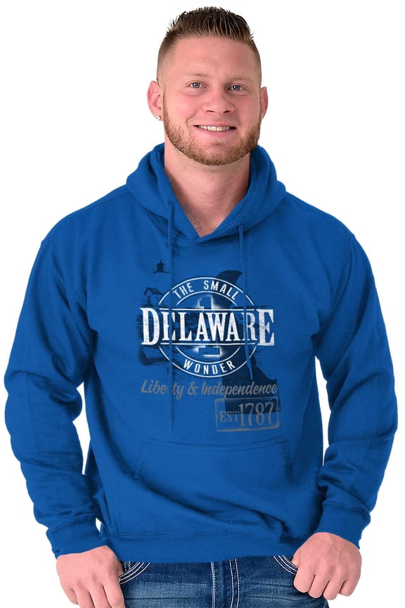 Delaware Lighthouse Cool DE Map Shape Hoodie Sweatshirt Women Men Brisco Brands M