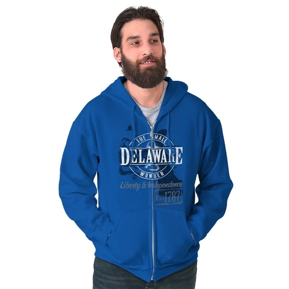 Delaware Lighthouse Cool DE Map Shape Unisex Fleece Graphic Zip Up Hoodie Brisco Brands 4X