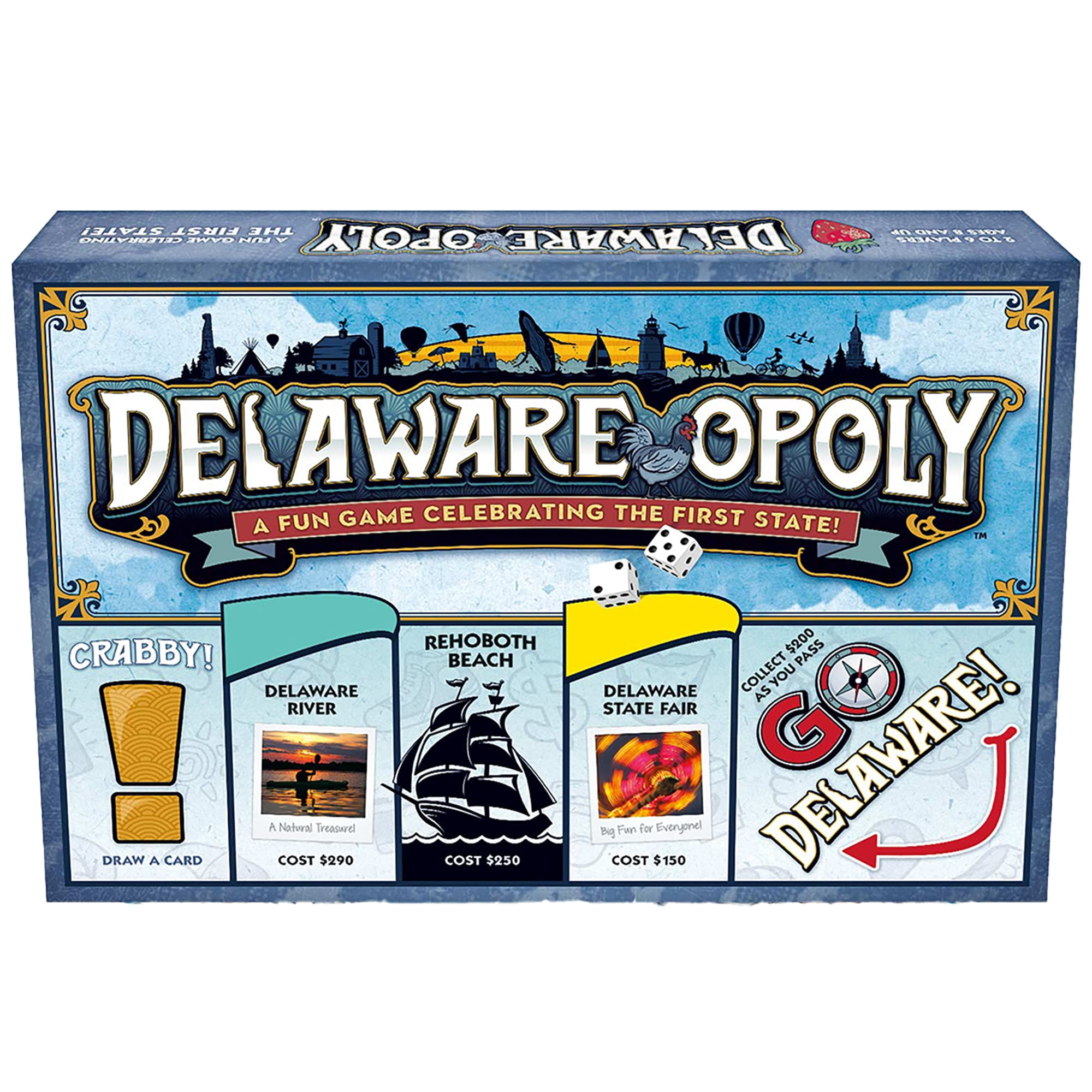 Late For The Sky: Delaware-Opoly - State Themed Opoly-Style Board Game, Landmark Properties, Family Strategy, 2-6 Players, Traditional or 1hr Version