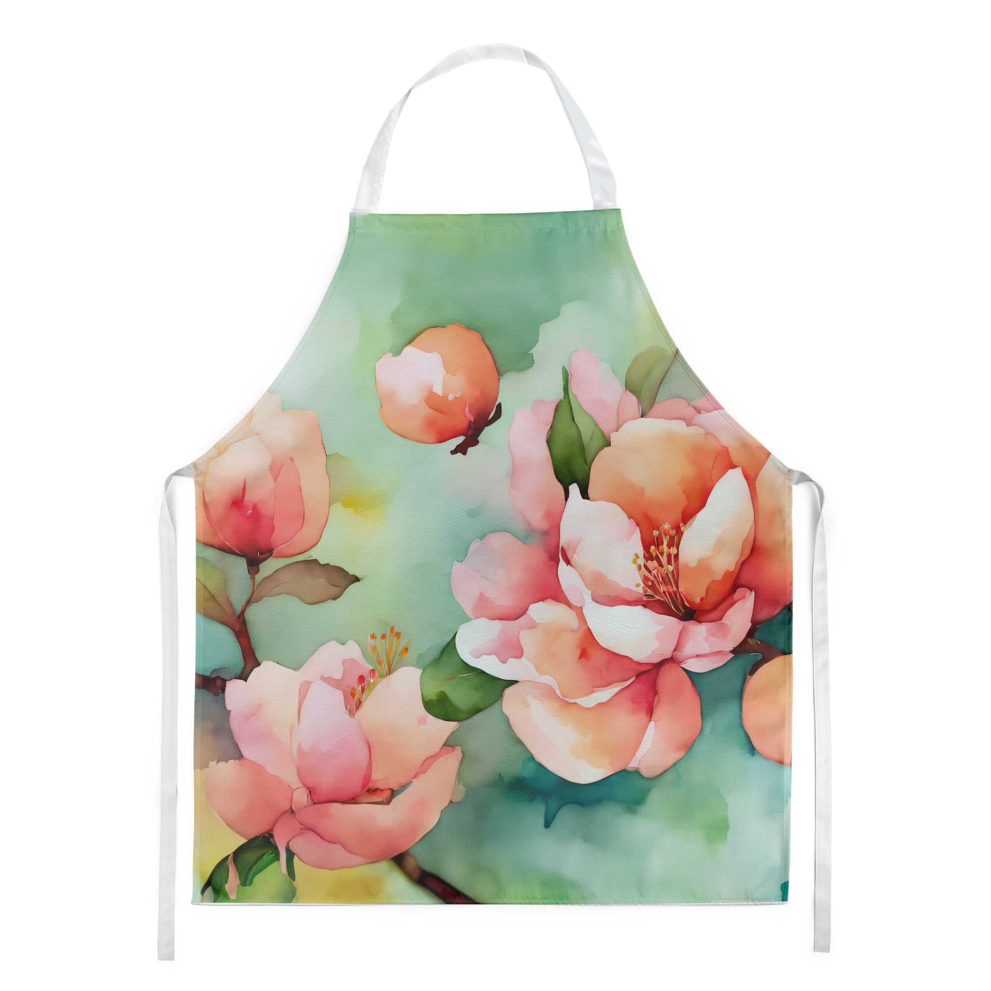 Delaware Peach Blossom in Watercolor Apron 27 in x 30 in