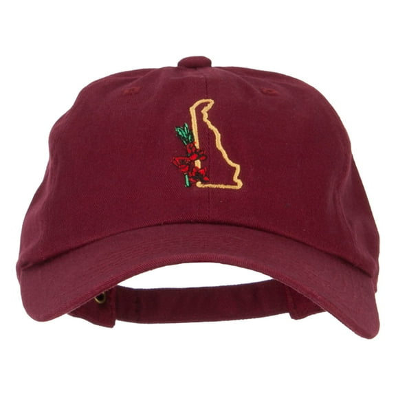 Delaware Peach Blossom with Map Embroidered Unstructured Washed Cap - Wine OSFM