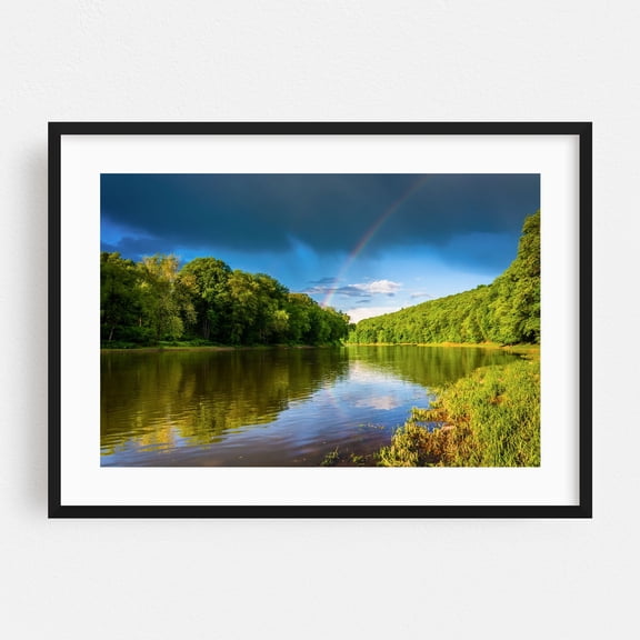 Delaware River Rainbow - New Jersey Photography Landscape Nature Scenic Forest Water Summer Black Framed Wall Art Print 5 x 7 inches