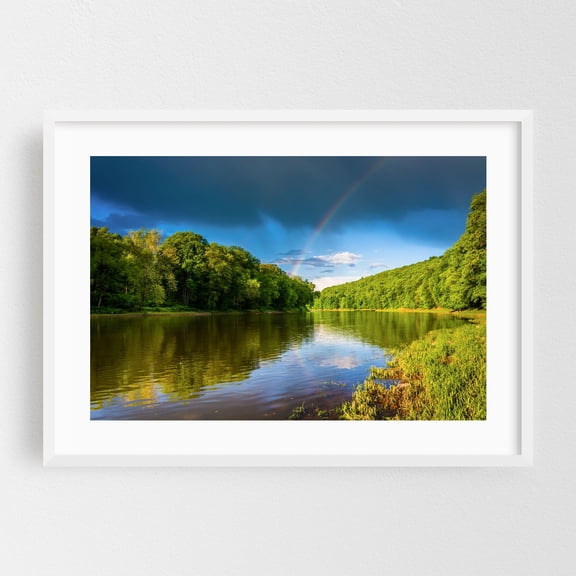 Delaware River Rainbow - New Jersey Photography Landscape Nature Scenic Forest Water Summer White Framed Wall Art Print 5 x 7 inches