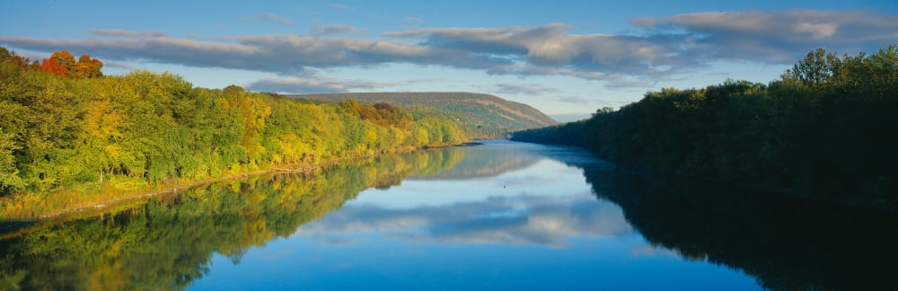 Delaware River in Autumn near Port Jarvis Pennsylvania Canvas Art - Panoramic Images (36 x 12)