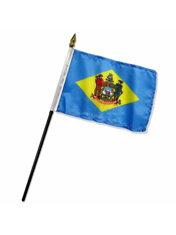 Delaware State Flag 4"x6" Desk Table Stick (sewn edges)