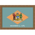 thumbnail image 1 of Delaware State Flag Art 40x28 Large Gold Ornate Wood Framed Canvas Art, 1 of 2