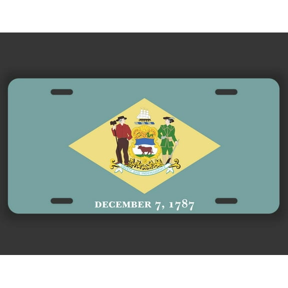 Delaware State Flag License Plate Tag Vanity Novelty Metal | UV Printed Metal | 6-Inches By 12-Inches | Car Truck RV Trailer Wall Shop Man Cave | VLP033