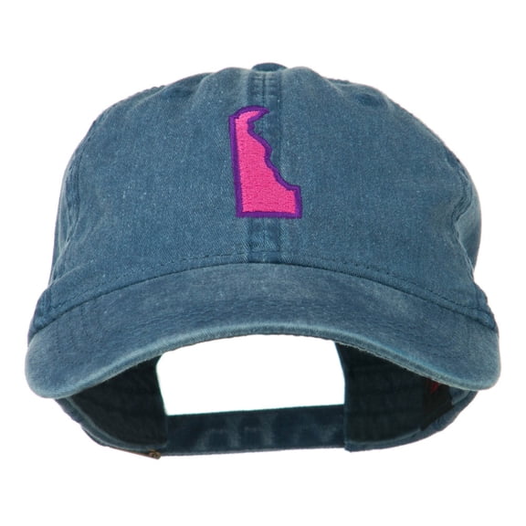 Delaware State Map Embroidered Washed Cap - Navy OSFM