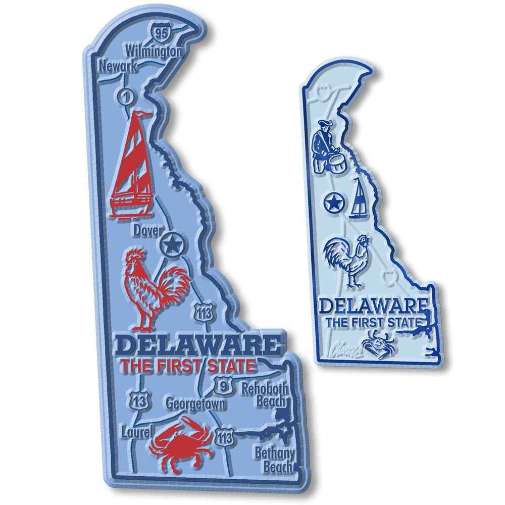 Delaware State Map Giant & Small Set by Classic 2Piece Set