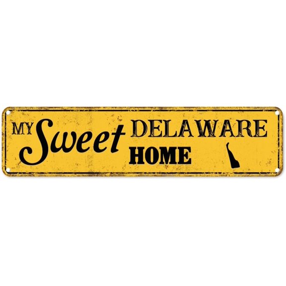 Delaware State Metal Sign My Sweet Home Delaware Metal Tin Sign 4"x16" Rust-Proof Farmhouse Iron Painting for Beer Club Bar Pub Cafe Man Cave