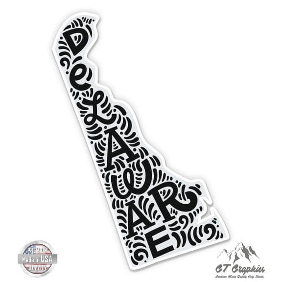 Delaware State Shape Cute Letters Native Local - 12" Vinyl Sticker Waterproof Decal