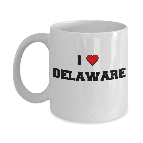 Delaware Tea Coffee Mugs,I Love Delaware USA States White Ceramic Coffee Mug Tea Cup Gifts Mugs 11 oz