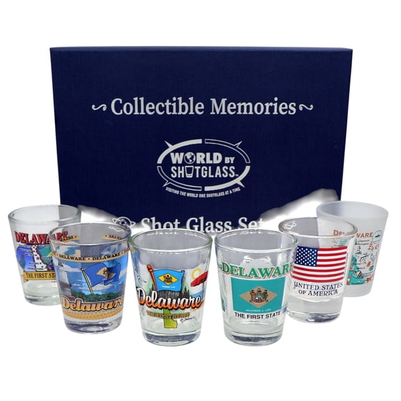 Delaware United States USA Souvenir Boxed Shot Glass Set (Set of 6)