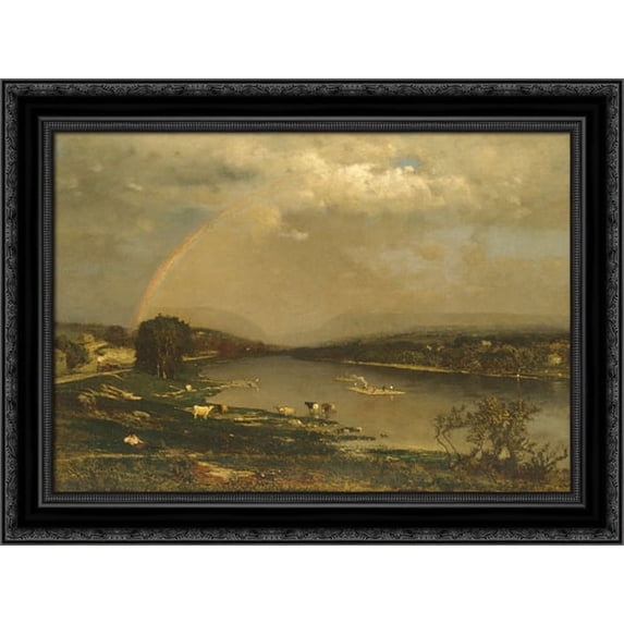 Delaware Water Gap 24x19 Black Ornate Wood Framed Canvas Art by Inness, George