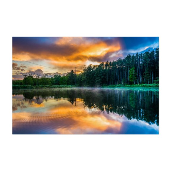 Delaware Water Gap Reflections No. 2 - New Jersey Photography Forest Sunset Nature Landscape Scenic Water Unframed Wall Art Print 32 x 48 inches