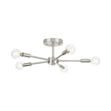 Delayne Collection Five-Light Mid-Century Modern Brushed Nickel Semi-Flush Mount Light