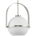 thumbnail image 1 of Delayne Collection One-Light Mid-Century Modern Brushed Nickel Etched Opal Glass Pendant Light, 1 of 2
