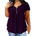 thumbnail image 1 of Delayuji 2025 Summer New Plus Size Women's Clothing Slimming Belly Covering Loose Short Sleeved Top Plus Size T Shirt Purple S Polyester,Spandex Short Sleeve Shirts for Women, 1 of 9